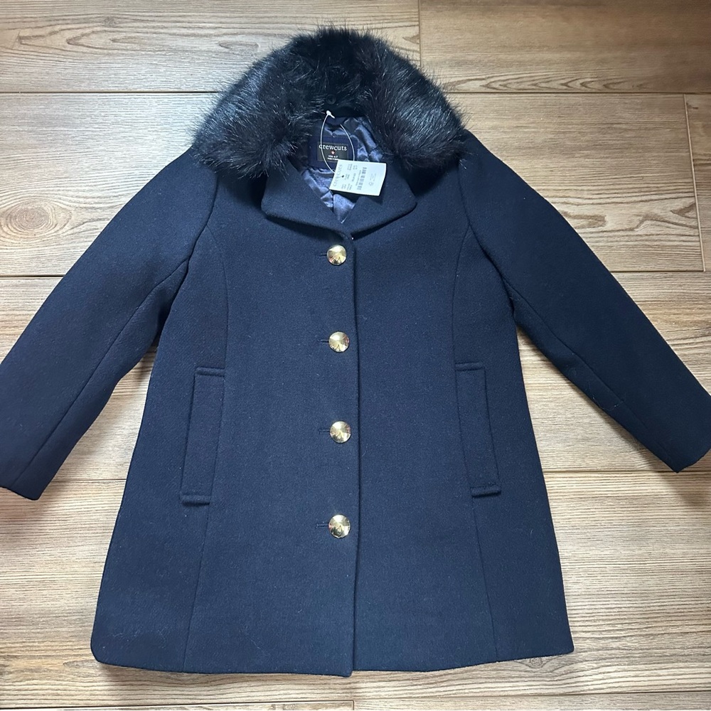 Crewcuts Navy Wool Coat with Gold Buttons
